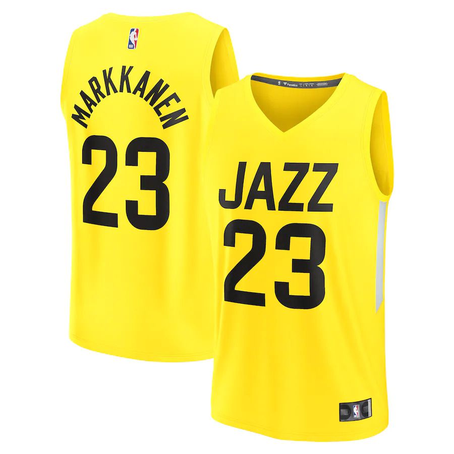 Men Utah Jazz 23 Lauri Markkanen Fanatics Branded Yellow 2022-23 Fast Break Replica Player NBA Jersey